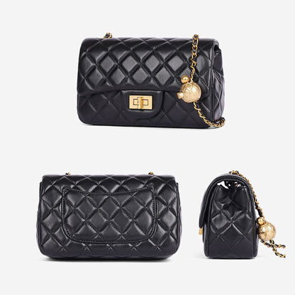 Quilted Lambskin Leather Small Flap Purse Shoulder Bag Clutch Crossbody Handbag