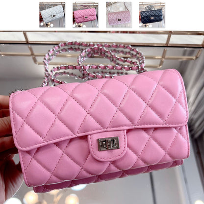 Quilted Lambskin Leather Wallet Chain Purse Phone Clutch Crossbody Shoulder Bag