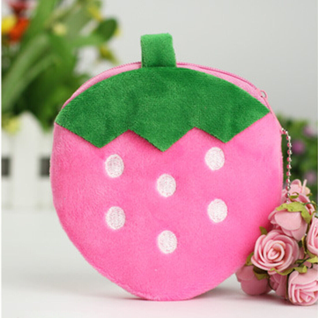 Women Soft Plush Fruit Coin Wallet Phone Bag Wallet Purse Zipper Handbag