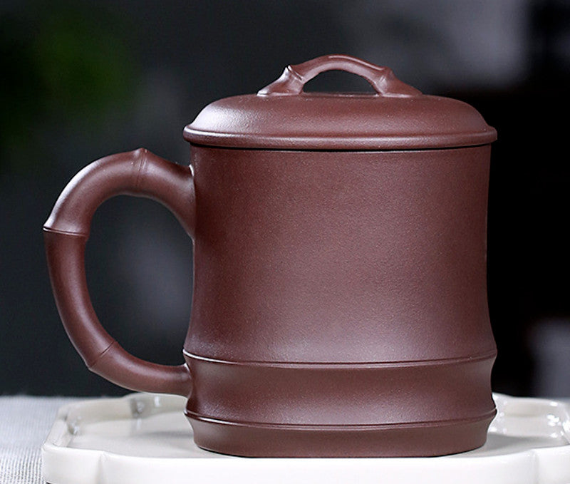 Chinese Yixing Zisha Purple Clay Handmade Bamboo Joint Gongfu Teacup Water Mug