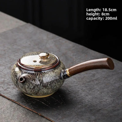 Ceramic Teapot Side Handle Pot 200ml 6.7oz Kung Fu Tea Set