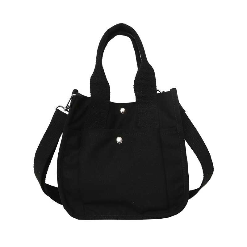 Fashion Handbag Canvas Casual Tote Student Shoulder Bag Solid Color Messenger