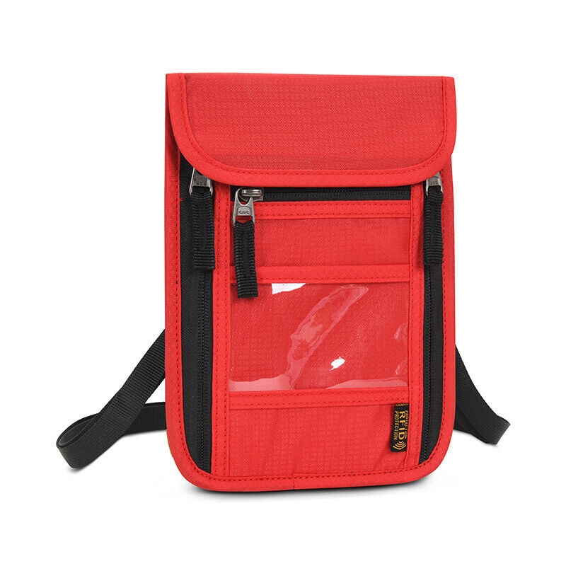 RFID Blocking Passport Holder Travel Card Storage Bag Neck Phone Pouch AntiTheft