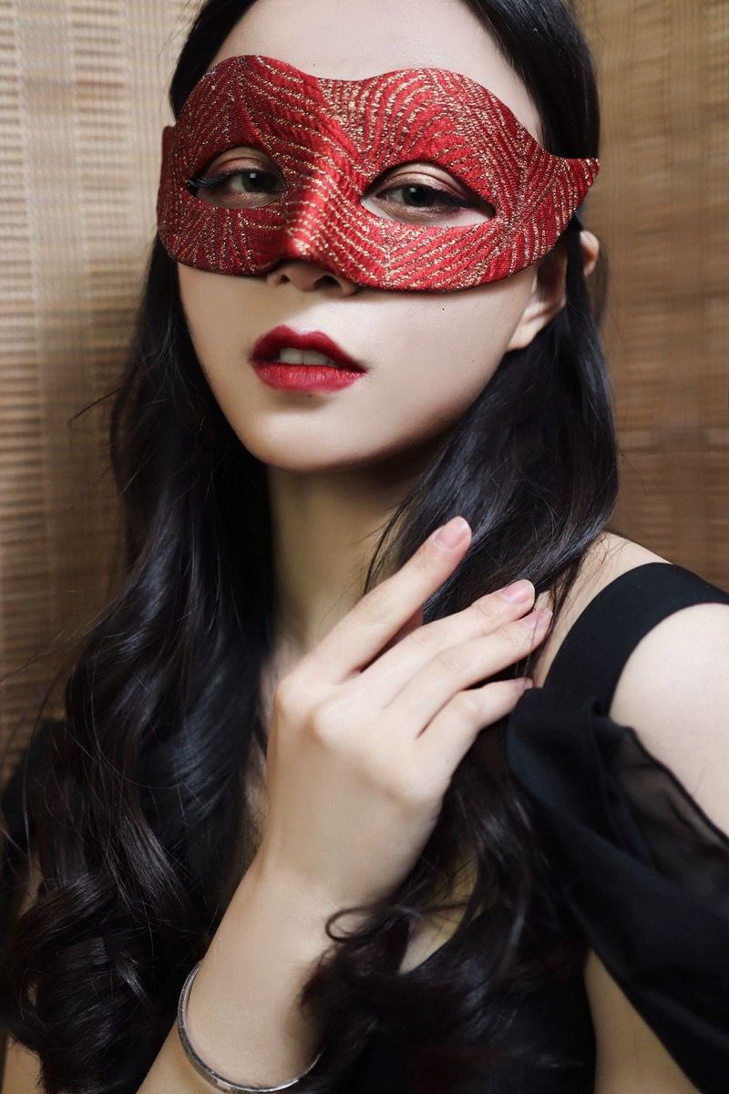 Red Swallowtail Butterfly Half Mask for Women Handmade Party Costume
