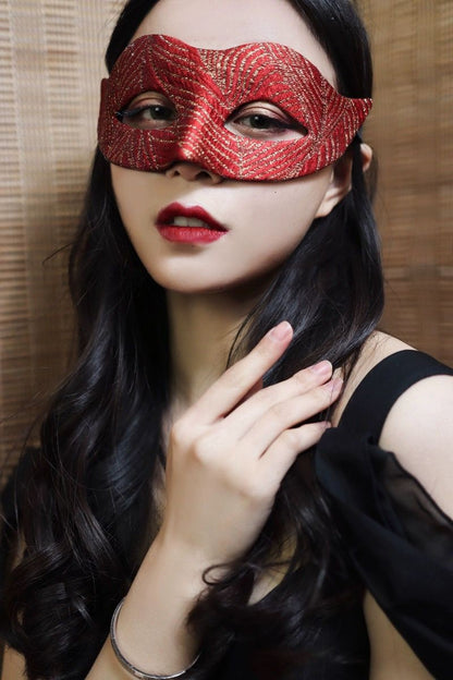 Red Swallowtail Butterfly Half Mask for Women Handmade Party Costume