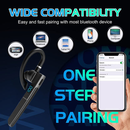 Wireless Bluetooth 5.3 Earpiece Noise Cancelling Trucker Headset Dual Mic Earbud