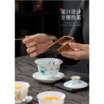 Porcelain Gaiwan Teacup Tea Set 130ml 4.5oz Traditional Chinese Tea Bowl