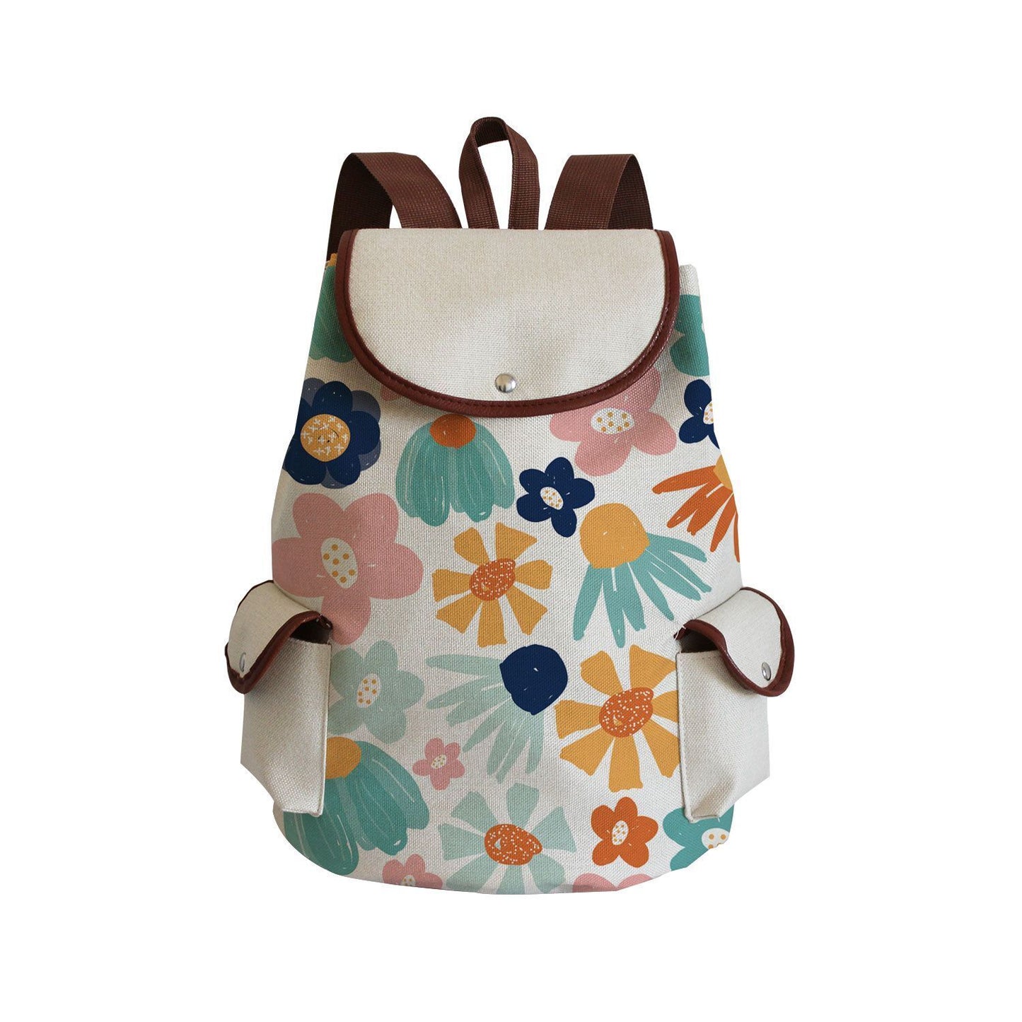 Vintage Drawstring Backpacks Large Practical Portable Linen Shoulders Bags 1 PC