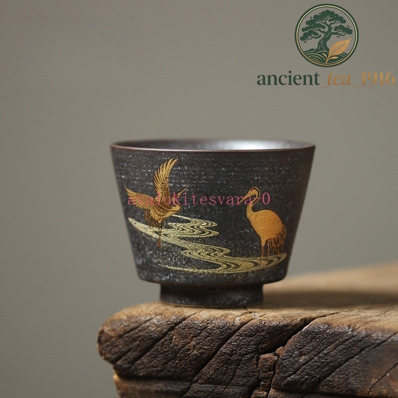 100ML Ceramic Kiln Baked Handpaintd Crane Tea Cup Master Cup Kungfu Teaware