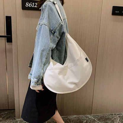 Solid Color Dumpling Bag Crossbody Bag Canvas Shoulder Bag Underarm Bag 1PCS