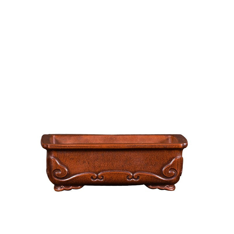 5.5" Ceramic Rectangle Bonsai Pot Cina Succulents Garden Decoration