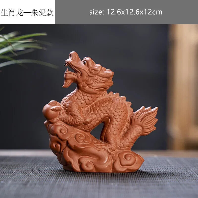 Creative Purple Sand 12 Zodiac Animal Decoration Tea Pet Lovely Desktop Ornament