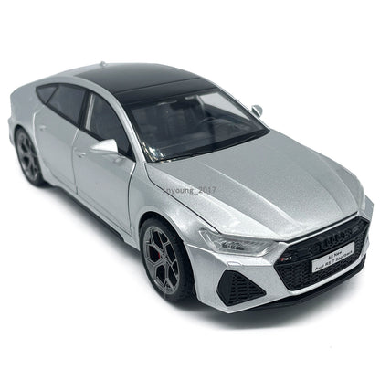 1/24 2024 Audi RS7 Sportback Model Car Metal Diecast Toy Cars Doors Open Silver