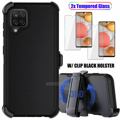 Case Clip Holster Cover,Tempered Glass Protector For Samsung Galaxy A42 5G