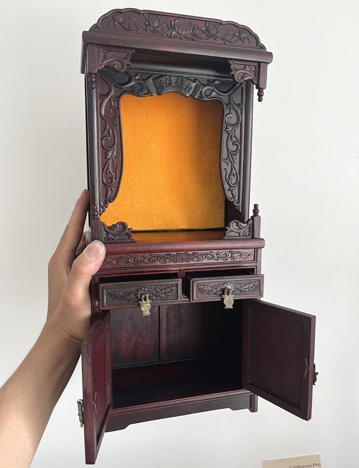 Chinese Rosewood Buddhist Altar Butsudan Shrine God Zen Temple Tablet Home Decor