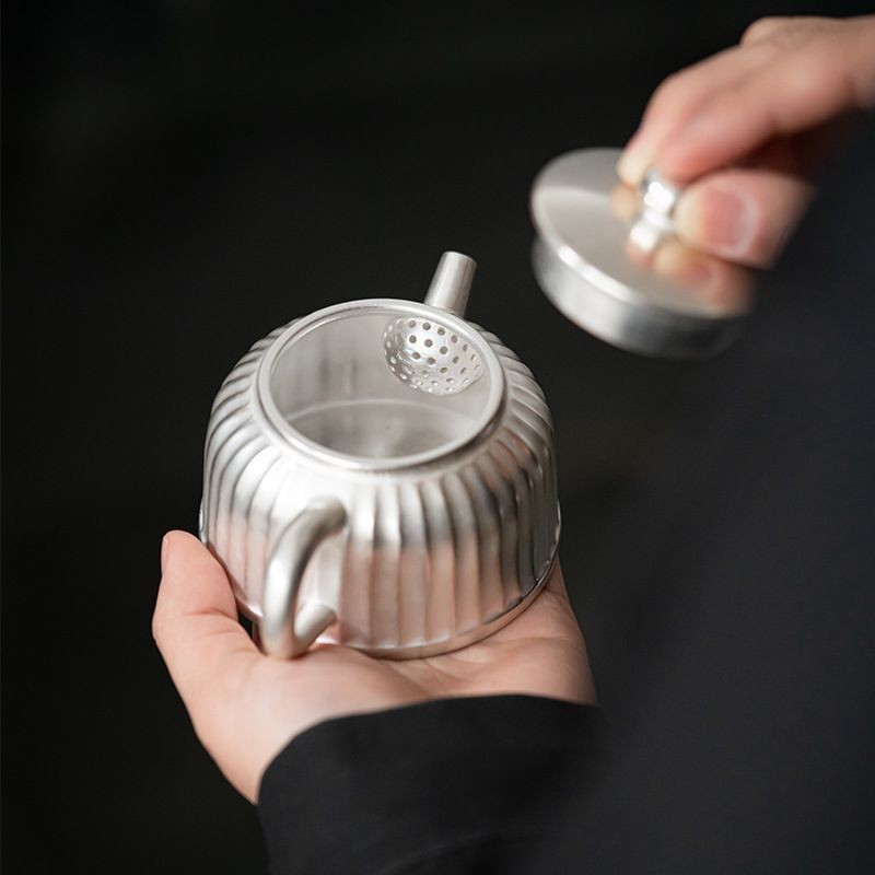 999 Silver Plated Ceramic Teapot Chrysanthemum Petal Kung Fu Tea Pot 150ml