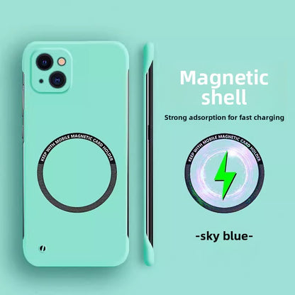 Suitable for Apple 17/16/15 matte borderless magnetic phone case ultra-thin PC