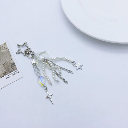 Cute Jellyfish Tassel Keychain Sweet Fairy Keyring Girls Lovely Bag Pendant