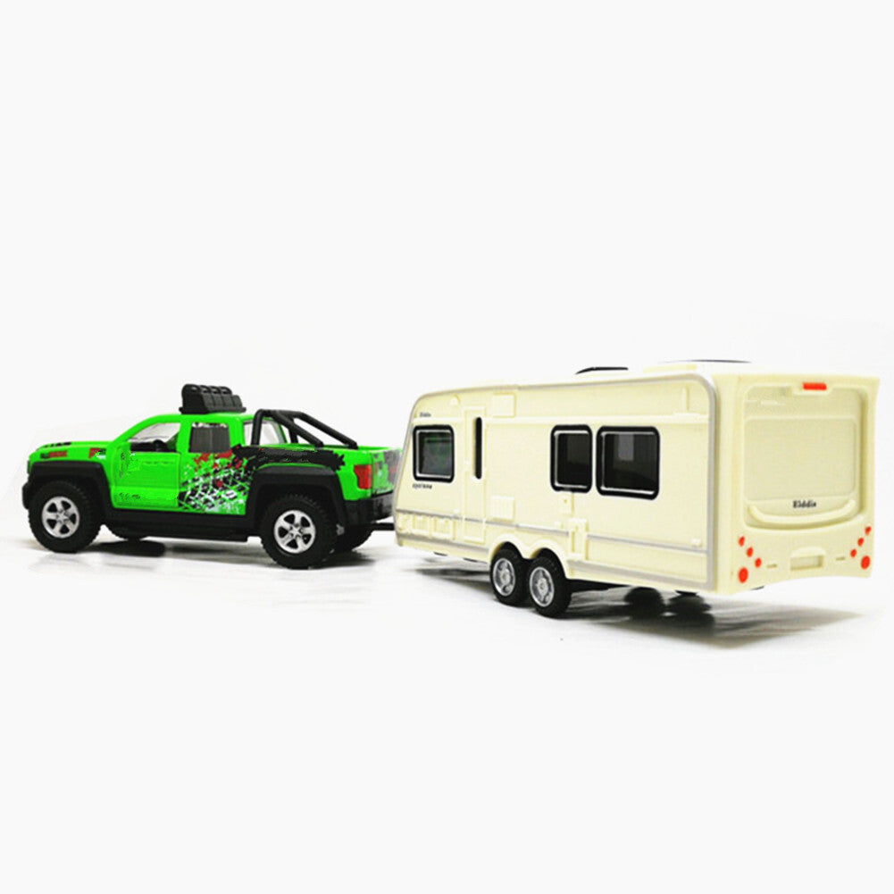 1:36 Trailer Tow Pickup Truck Model Car with Camper Van Diecast Toy Gift Boy e