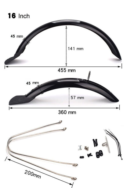 Bicycle Mudguard Fenders Folding Electric Bike Wings Accessories Parts 16/20Inch