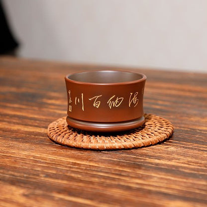 70ml Purple Pottery Handcarved Teacup Master Cup Tea Tasting Cup Kungfu Teaware