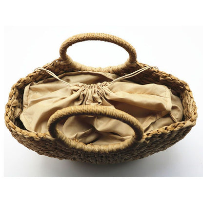 Handmade Bag Pompon Beach Weaving Paper Straw Bag Wrapped Moon Shaped Pouch 1 pc