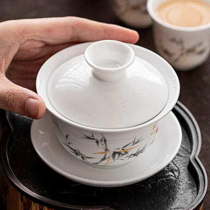 Jade Ceramics Gaiwan 180ml 6.2oz White Porcelain Chinese Tea Bowl