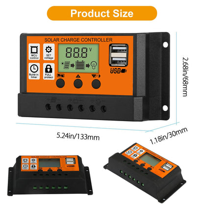 30-100A MPPT Solar Panel Regulator Charge Controller 12V/24V Auto Focus Tracking