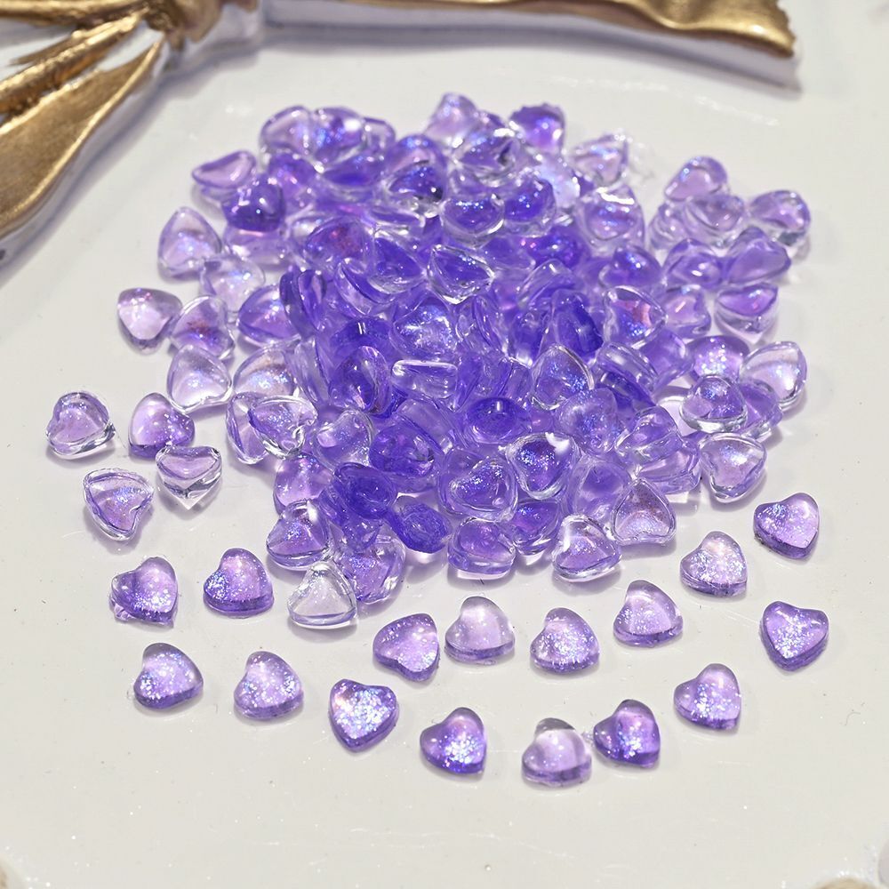 Nail Art Decals 20-100Pcs 3D Heart Charms Clear Acrylic DIY Manicure Accessories