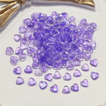 Nail Art Decals 20-100Pcs 3D Heart Charms Clear Acrylic DIY Manicure Accessories