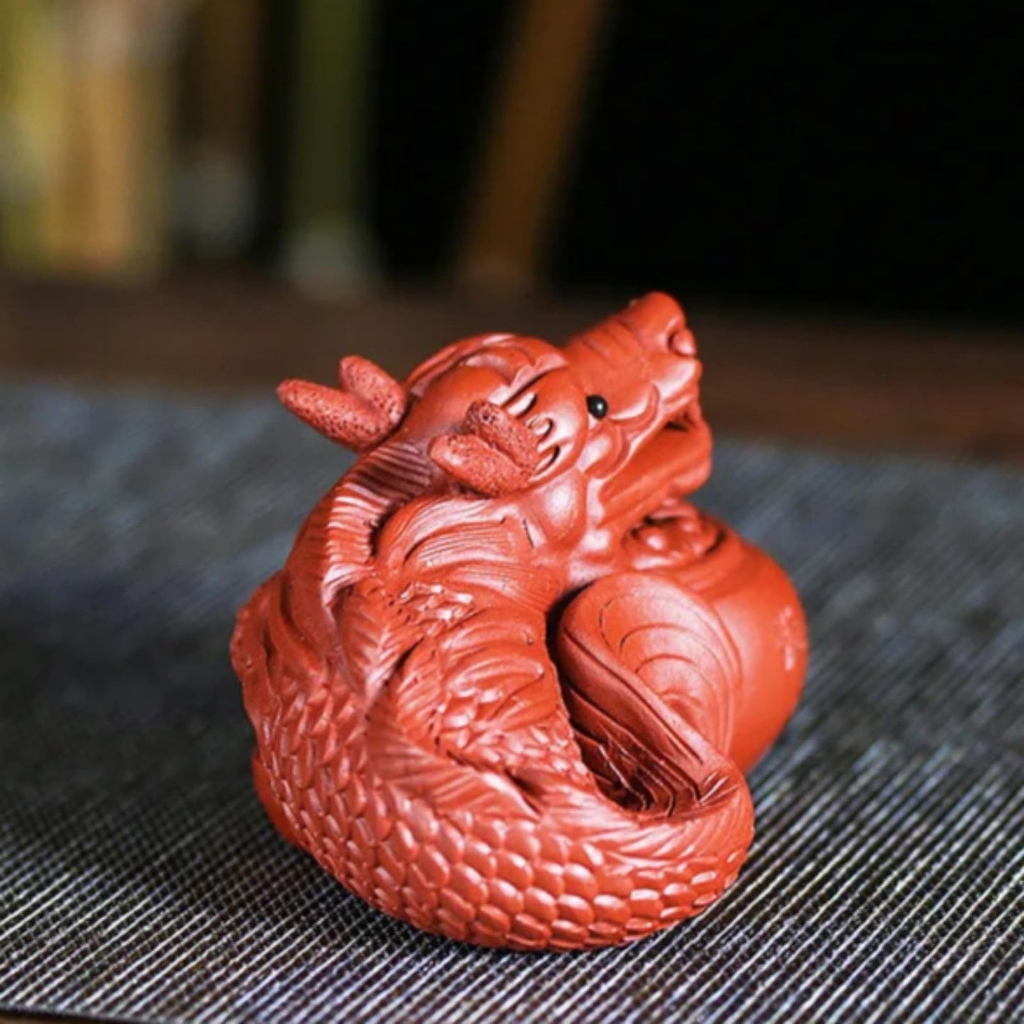 Purple Clay Tea Pet Cornucopia Fish Handmade Chinese Kung Fu Tea Set Sculpture