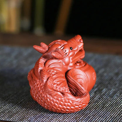 Purple Clay Tea Pet Cornucopia Fish Handmade Chinese Kung Fu Tea Set Sculpture
