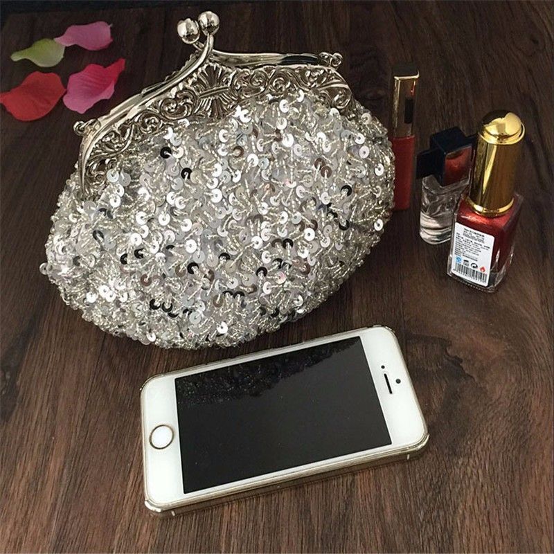Arrival Clutch Purse Silver Crystal Evening Bag Wedding Party Handbags Gold Sky