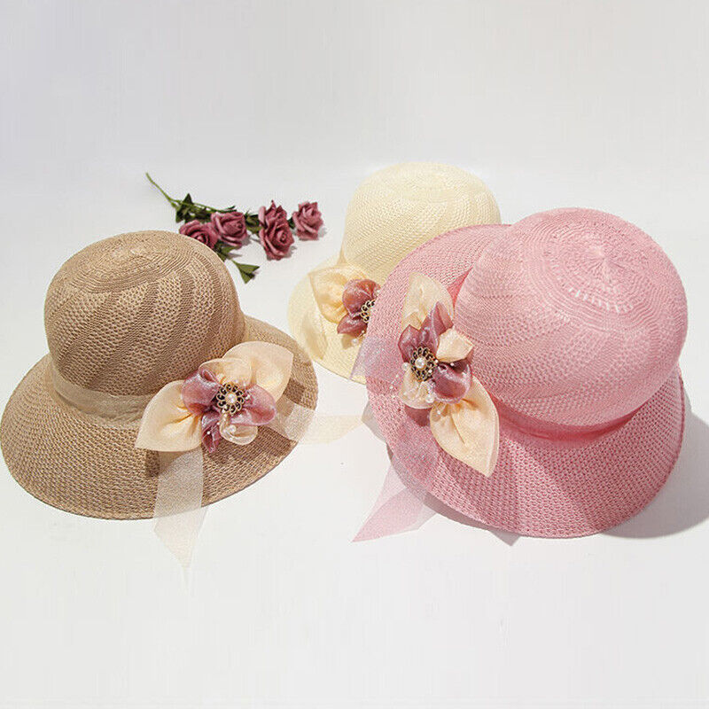 Women's Bow Large Floppy Folding Wide Brim Cap Sun Straw Summer Beach Hat New