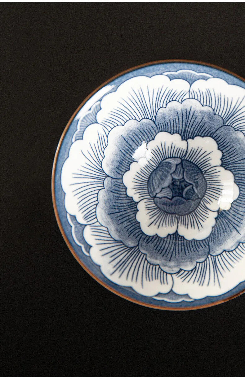 85ml Chinese Retro Porcelain Cone Teacup Scaling Hand Painted Ceramic Tea Bowl