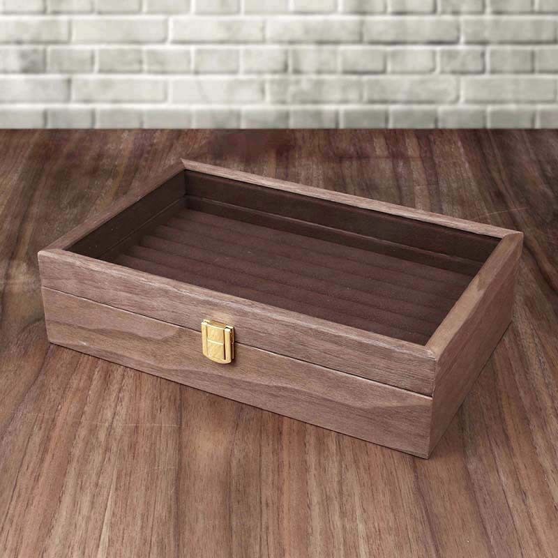 Walnut Ring Storage Box Cufflink Box Deluxe Men's Jewelry Box Storage Box -