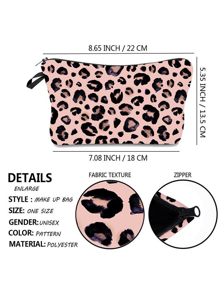 Leopard Printed Cosmetics Organizer Bag Storage Waterproof Makeup Purse Travel