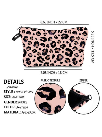 Leopard Printed Cosmetics Organizer Bag Storage Waterproof Makeup Purse Travel