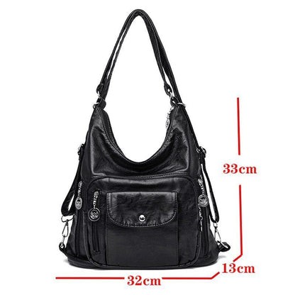Women Handbag Solid Color Messenger Bag Large Shoulder Bag Synthetic Leather Bag