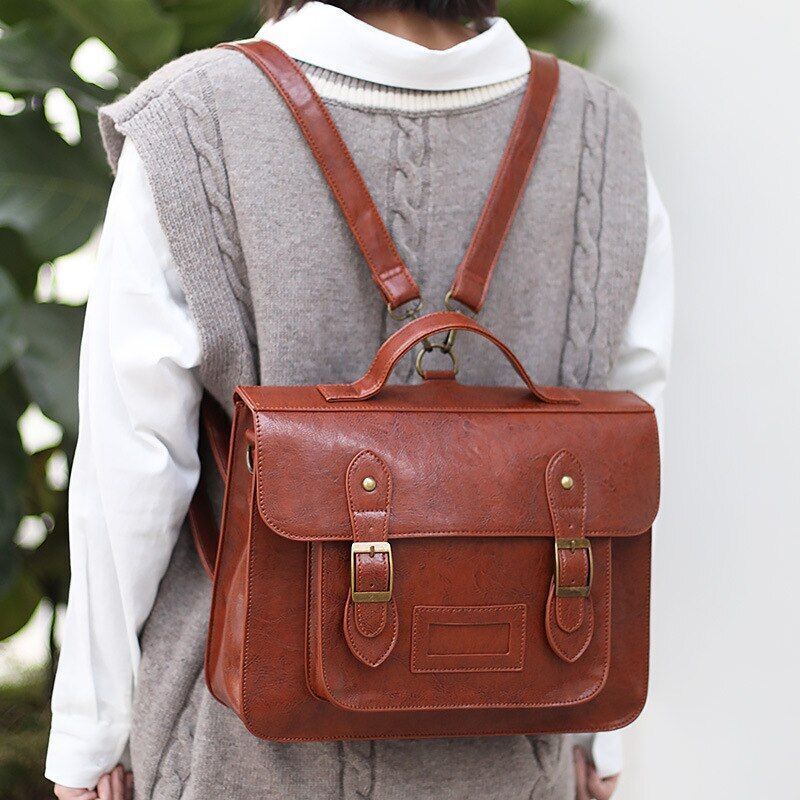 Backpack Multifunction Big Tote Synthetic Leather College Shoulder Bag Schoolbag