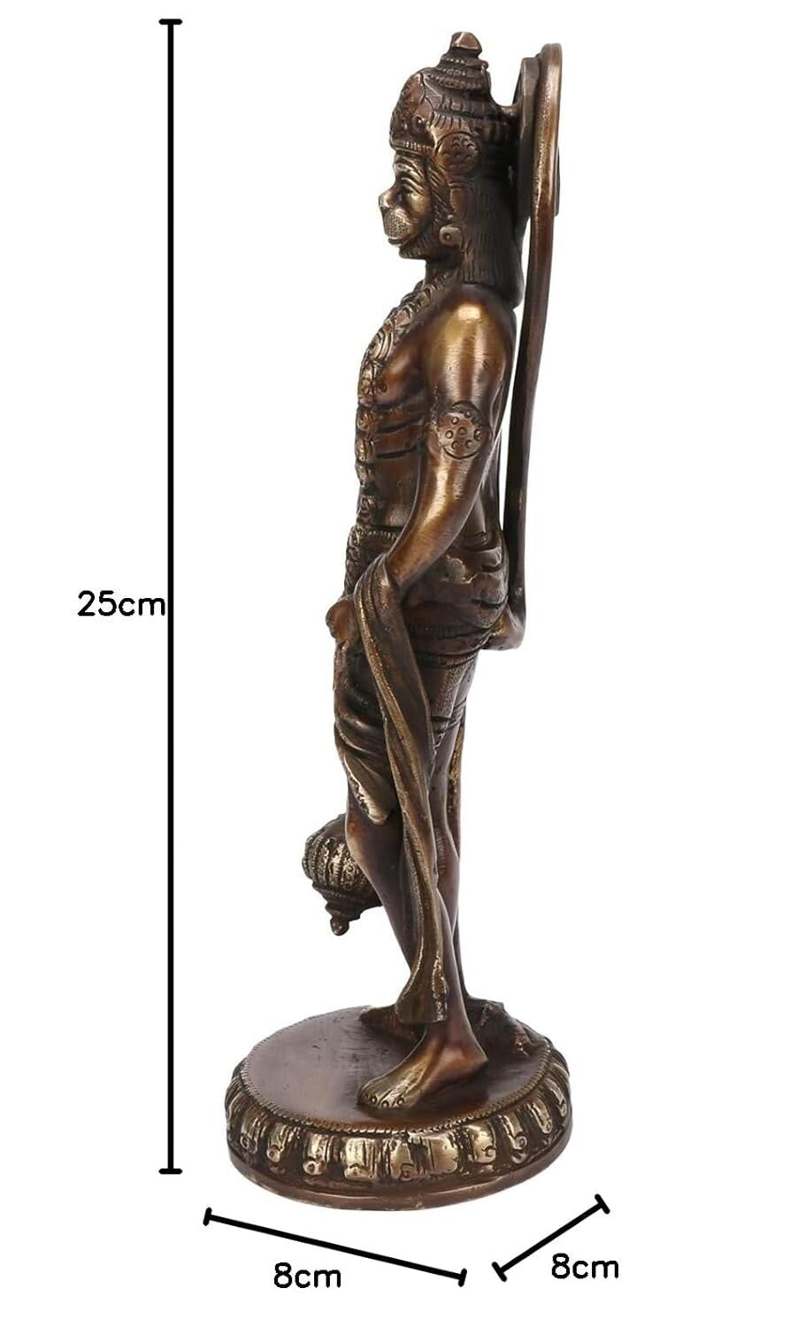 Brass Hindu God Lord Hanuman Standing Idol Statue Figurine Sculpture