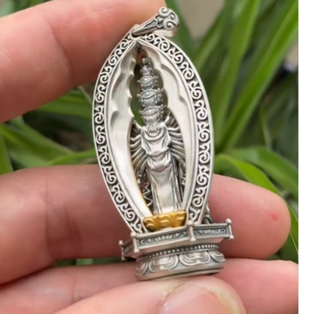 Guanyin Pendant Necklace Chinese Vintage Style Buddhist Amulet Fashion Jewelry
