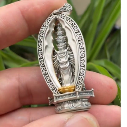 Guanyin Pendant Necklace Chinese Vintage Style Buddhist Amulet Fashion Jewelry