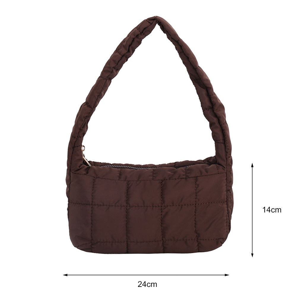 Lattice Pattern Shoulder Bag Cotton Handbag Large Capacity Purse Feather Padded