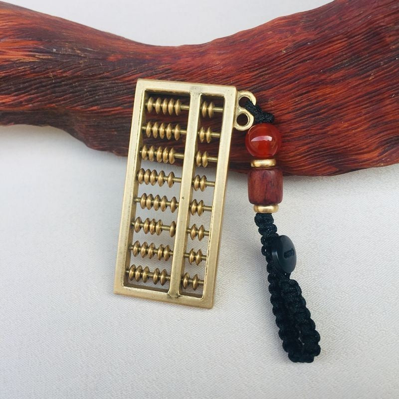 Brass Abacus Keychain Lucky Wealth Pendant Car Key Hanging Ornament