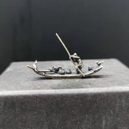 Copper Bonsai Suiseki Micro Landscape Decoration：fish Boat