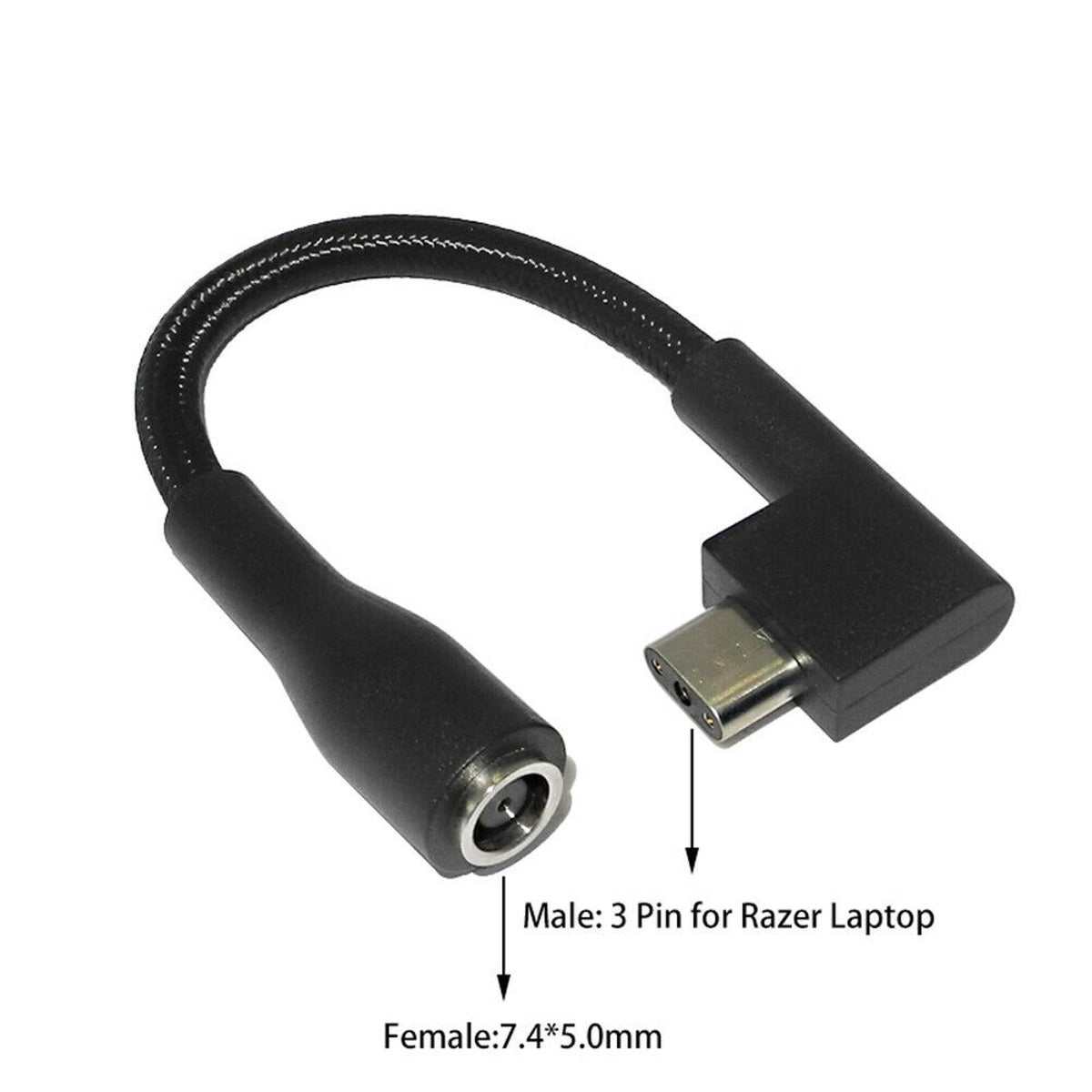 DC 7450 Tip to 3Pin Power Adapter Laptop Changing Converter Cable Line For Razer