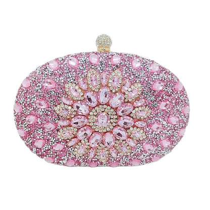 Wedding Silver Floral Crystal Clutch Bag Wallet Purse Handbags Nylon Hasp Women