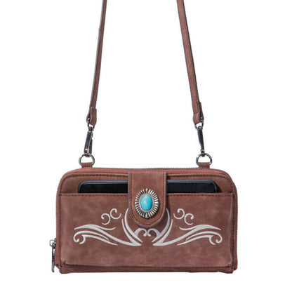 Celela Women Turquoise Concho Embossed Crossbody Bag Handbag Wallet Purse