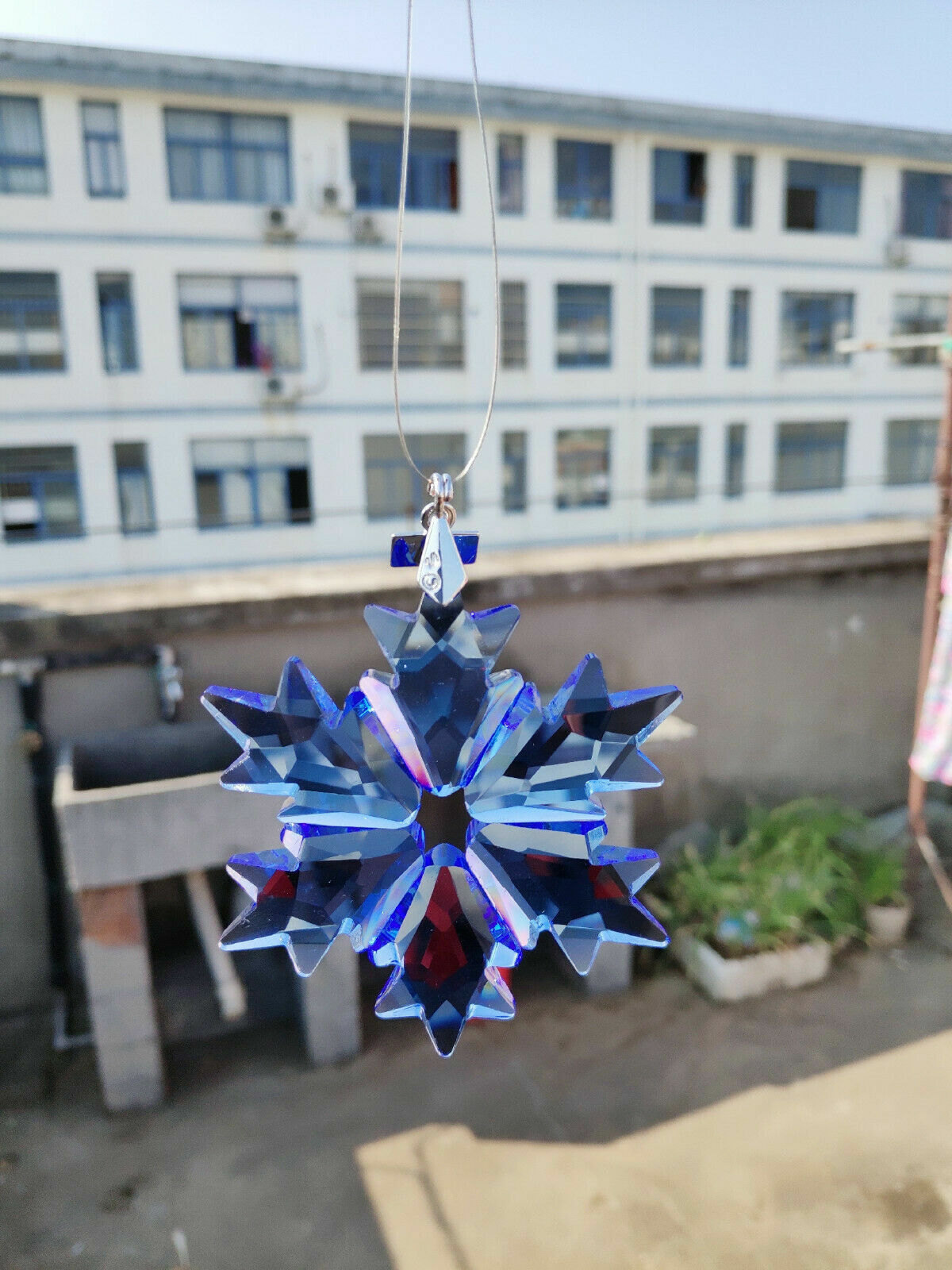 1PCS New Blue Crystal Snowflake Ornament Charm Pendant Party Decoration